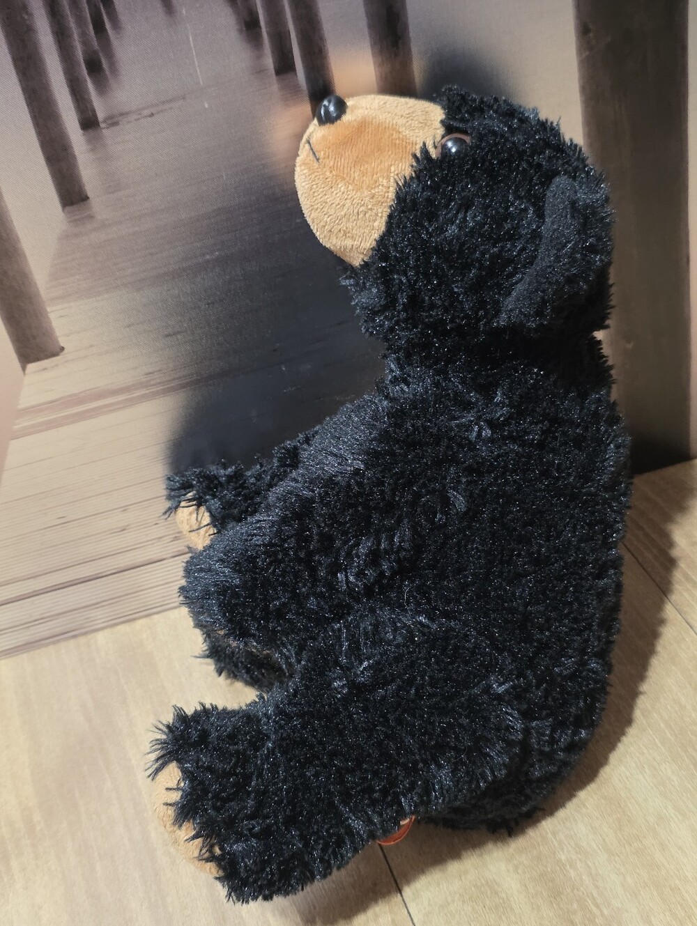 Wild Republic K&M Black Bear Plush Shaggy Fur Stuffed Animal Brown